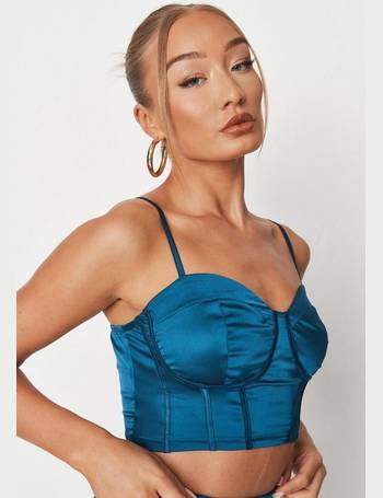Missguided Tall co-ord satin strappy bralet in blue