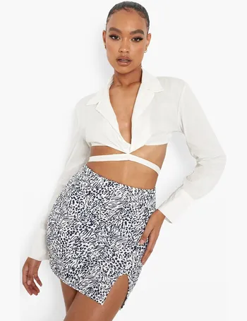 boohoo cow print skirt