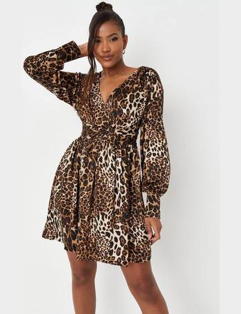 Missguided satin wrap body in leopard print sale