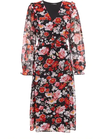 quiz navy and pink floral tea dress