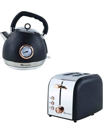 SQPRO Electric 1.8L Traditional Cordless Kettle and 2 Slice Toaster in Onyx Black Set 