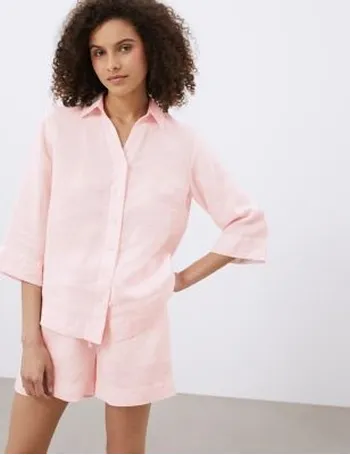 Women Pink Relaxed Fit Linen Shirt