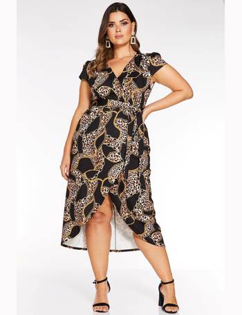 quiz curve chain print wrap dress