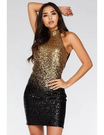 black and gold sequin bodycon dress