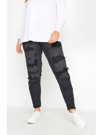Yours Curve Women's Plus Size Ripped Cropped JENNY Jeggings