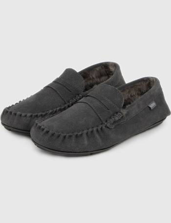 totes brown suede saddle moccasin slippers