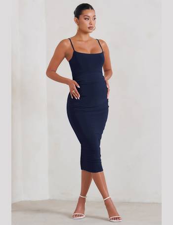 Risk It All Olive Cami Cowl Neck Asymmetric Hem Midi Dress – Club