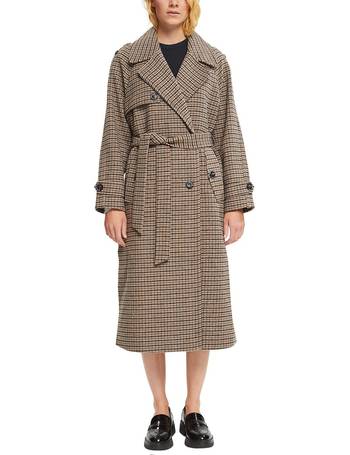 Esprit hooded coat in clearance yellow check