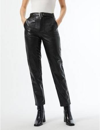 Miss Selfridge faux leather flared trouser in black