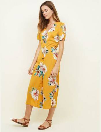 new look yellow floral jumpsuit