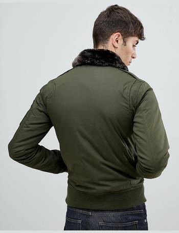 Schott bomber jacket on sale with faux fur collar