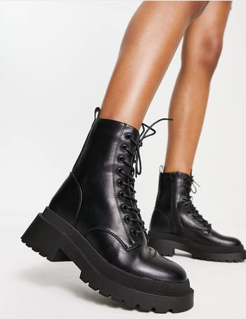 New look chunky flatform lace sales up flat boot in black