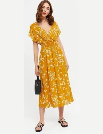 new look yellow wrap dress