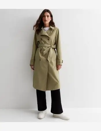 Stone Check Revere Collar Belted Trench Coat