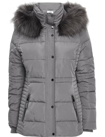 wallis berry faux fur collar quilted coat