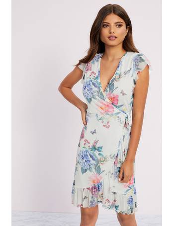 lipsy gracie print wrap dress