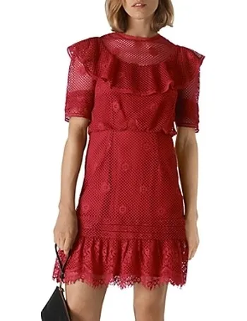 whistles red lace dress