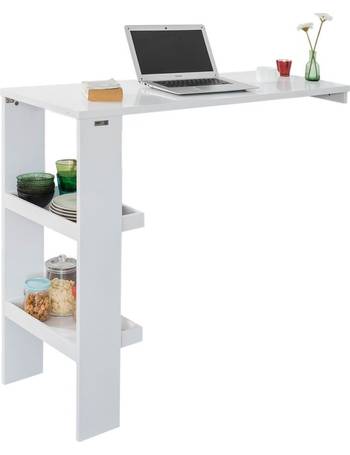 SoBuy® High Wood Home Kitchen Dining Bar Table & Storage Rack,White,FWT39-W,UK 