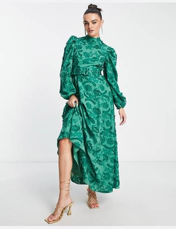 ASOS Asos Design Tall Satin Jacquard Warped Spot Wrap Maxi Dress
