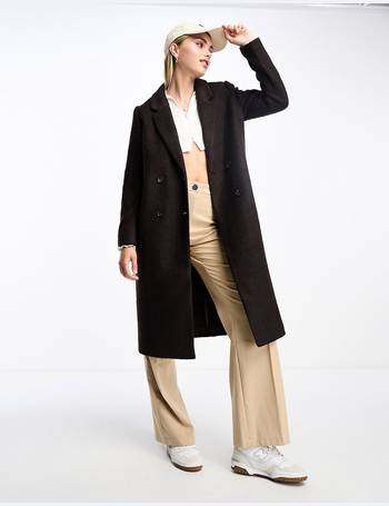 Monki midi tailored coat in clearance black