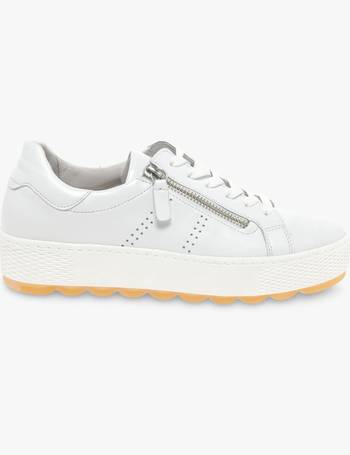 gabor quench wide fit leather trainers white