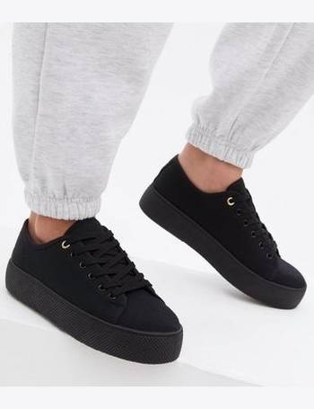 black platform trainers new look