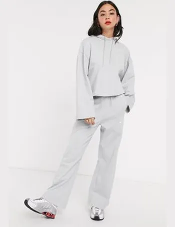 nike mini swoosh high waisted wide leg joggers in red