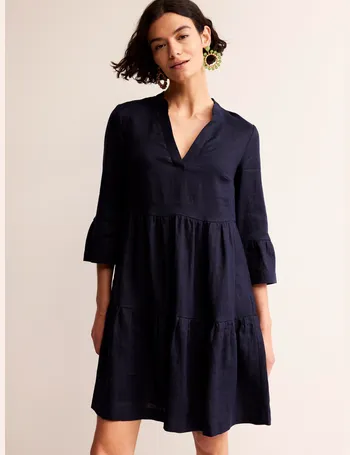 Strappy Linen Mini Dress - Black