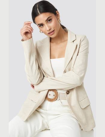 womens beige linen blazer