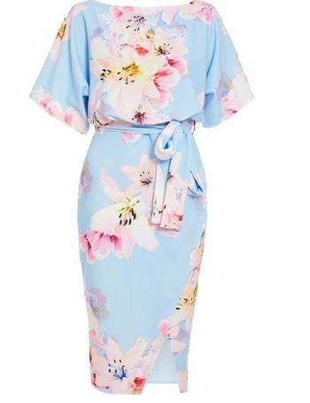 quiz navy and pink floral tea dress