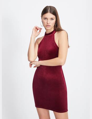 miss selfridge red velvet dress