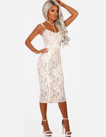 pink boutique white lace dress