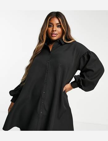 In The Style x Perrie Sian swing shirt dress with belt detail in black