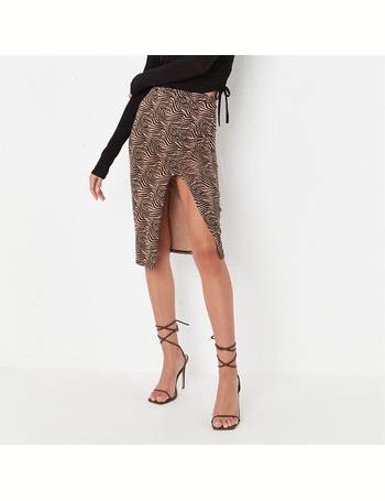 Missguided petite pleated midi skirt hotsell in animal print