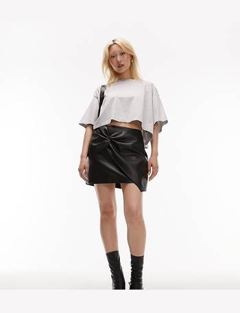 Topshop leather look tailored micro mini skirt in black