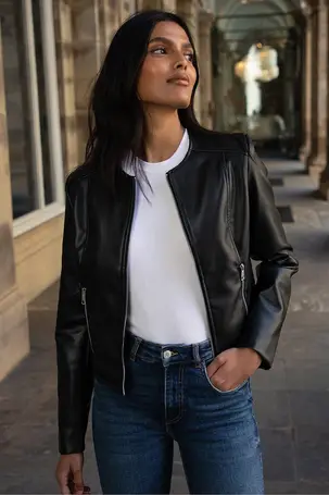 debenhams black leather jacket