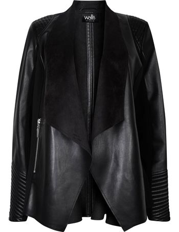 Wallis black faux top leather waterfall jacket