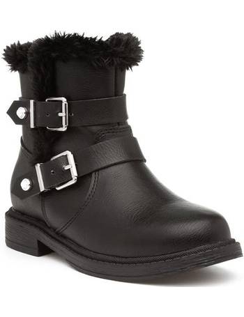Walkright Girls Black Knitted Collar Flat Boot