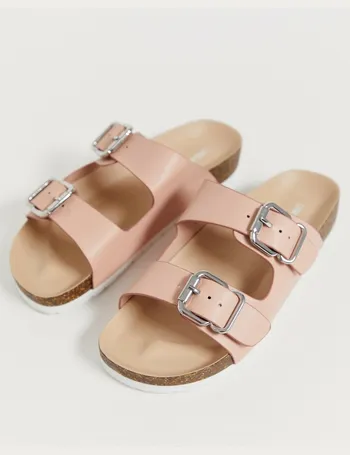 london rebel double buckle flat sandals