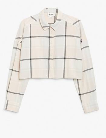 Monki collared cropped shirt in white