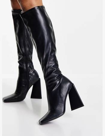 Public desire empire off white outlet patent block heeled ankle boots