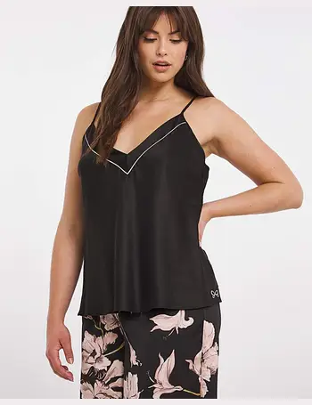 Hunkemöller Nina satin chemise with lace insert and strappy back detail in  black