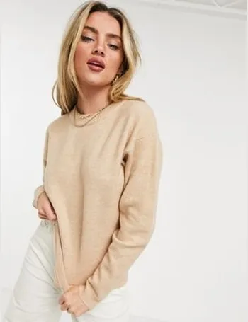 asos design oversized knitted jumper with mushroom pattern in beige