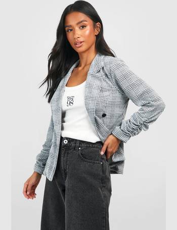 Plus Grey Marl Ruched Sleeve Blazer