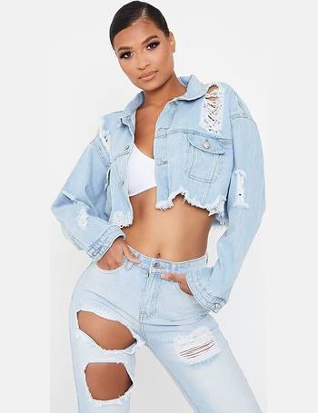 Cropped batwing cheap denim jacket