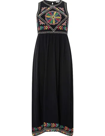 monsoon black embroidered dress