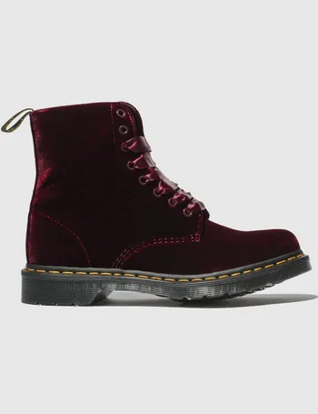 burgundy velvet doc martens