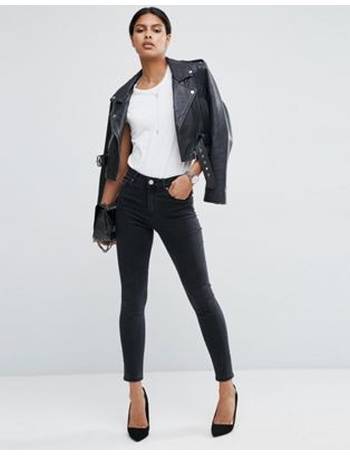 ASOS DESIGN high rise ridley 'skinny' jeans in coated black