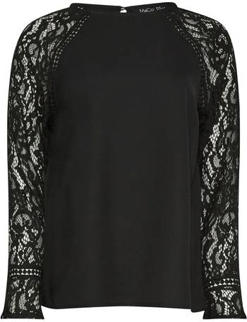 M&Co Black Sequin Keyhole Long Sleeve Top