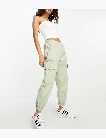 ASOS DESIGN pleat front chino with cargo pockets in sage
